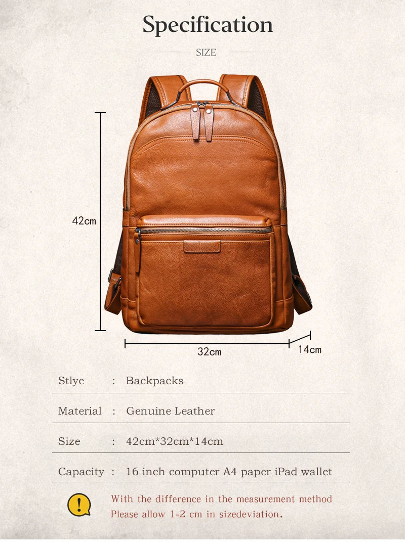 Vintage Unisex Leather Backpack