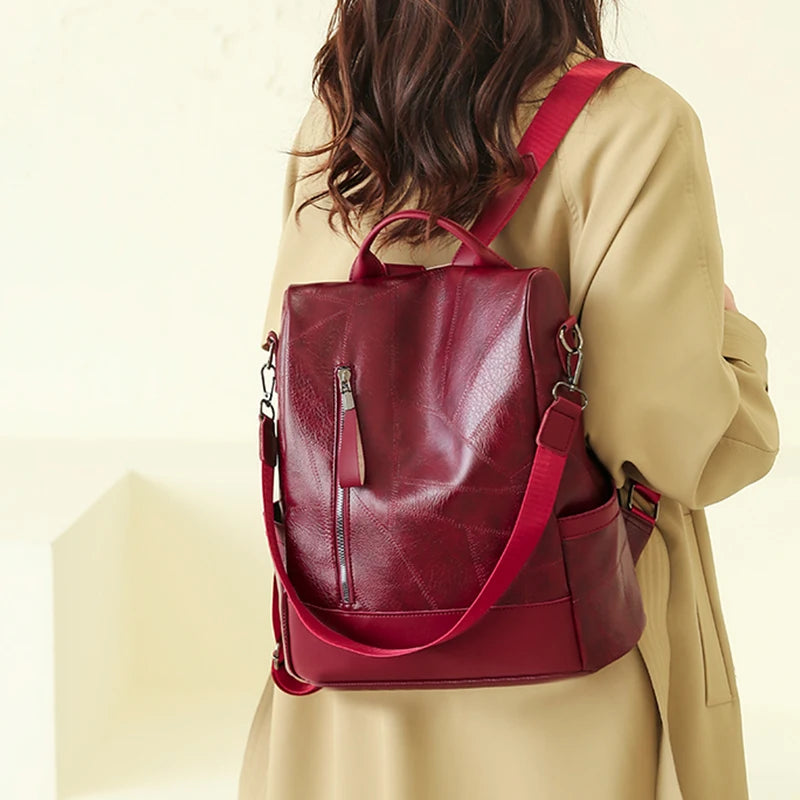 Simple Soft Leather Backpack