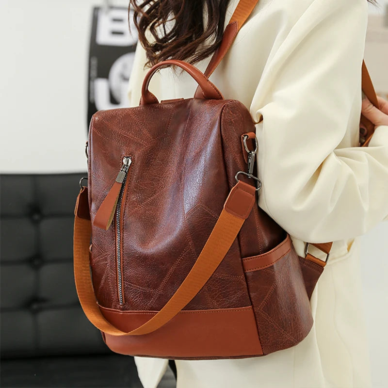 Simple Soft Leather Backpack