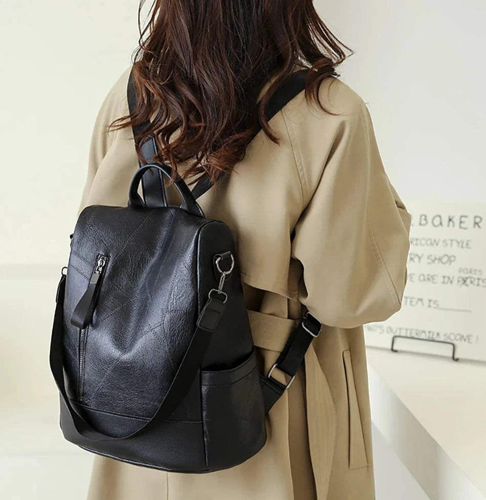 Simple Soft Leather Backpack