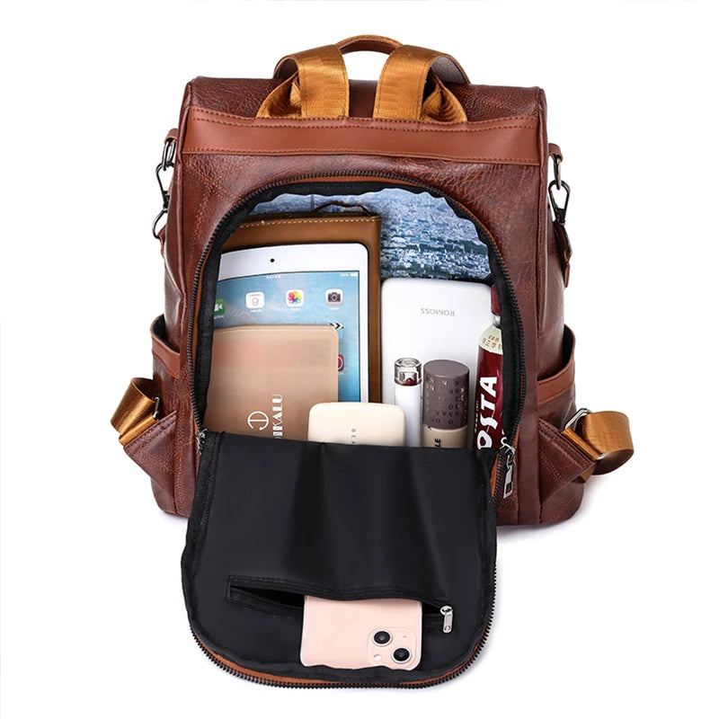 Simple Soft Leather Backpack