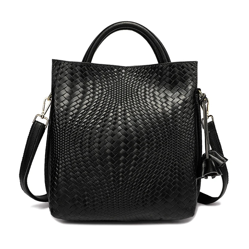 Leather Woven Bucket Bag