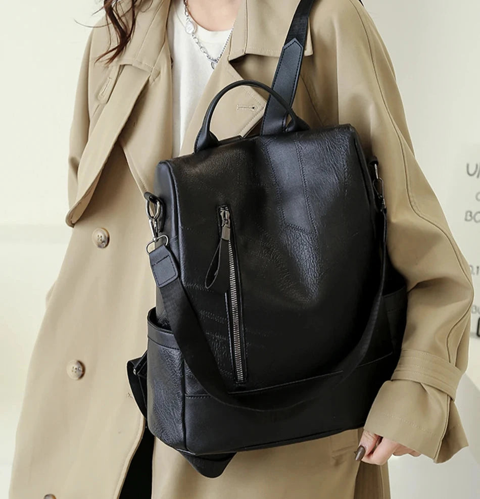 Simple Soft Leather Backpack