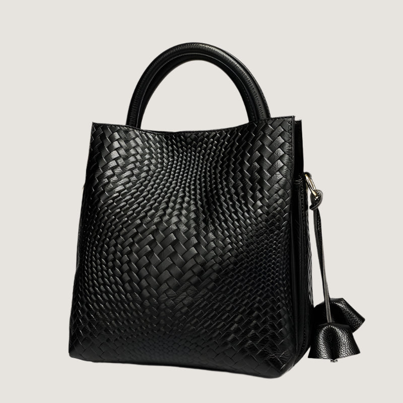 Leather Woven Bucket Bag